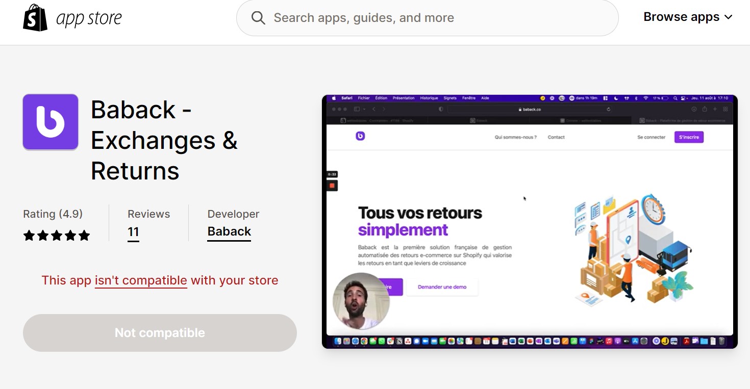 baback exchanges & returns
